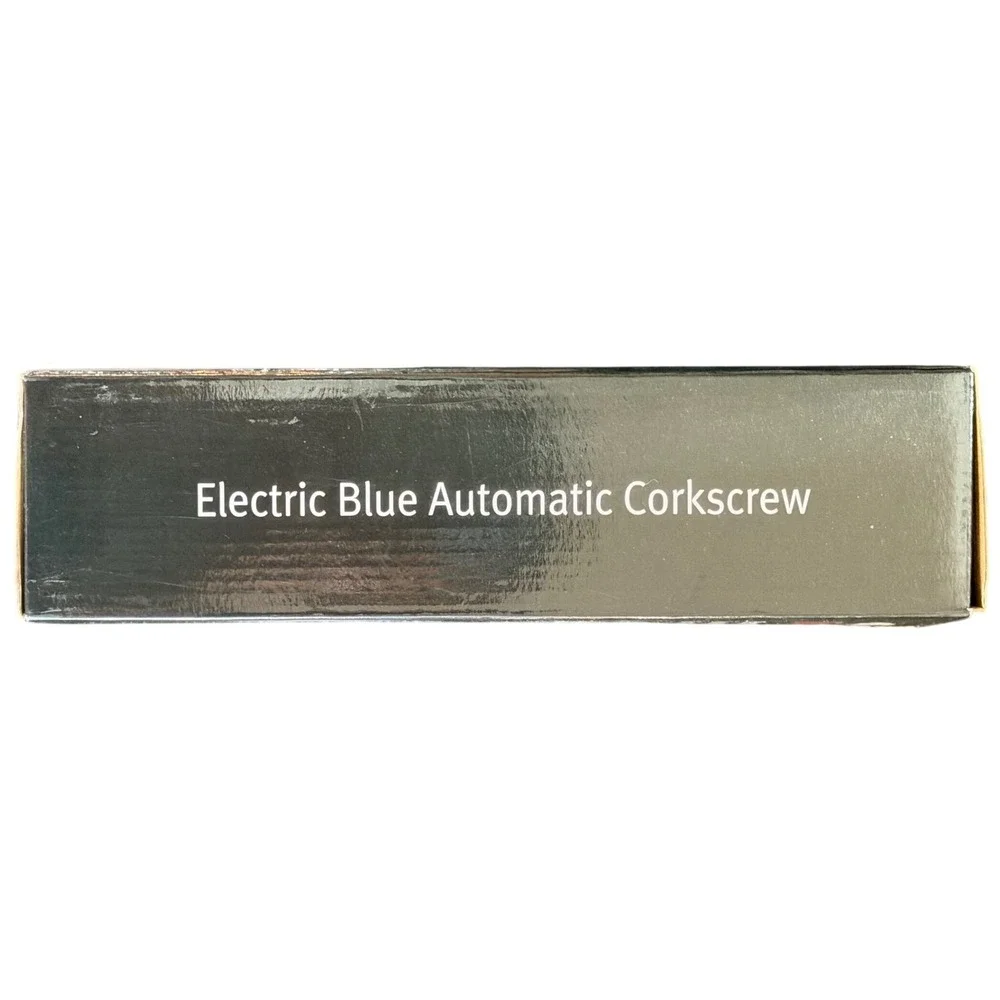 Wine Enthusiast Electric Blue Automatic Corkscrew Wine Opener Foil Cutter Silver